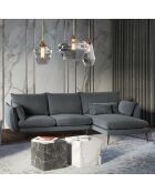 Canapé d'angle Droit Velours Elio gris - 251x170x97 cm