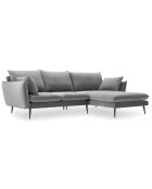 Canapé d'angle droit velours elio gris clair - 251x170x97 cm