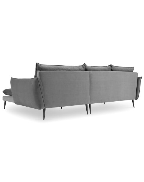 Elio rechtes Ecksofa aus hellgrauem Samt - 251x170x97 cm