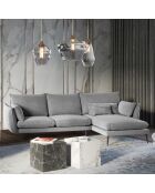 Canapé d'angle droit velours elio gris clair - 251x170x97 cm