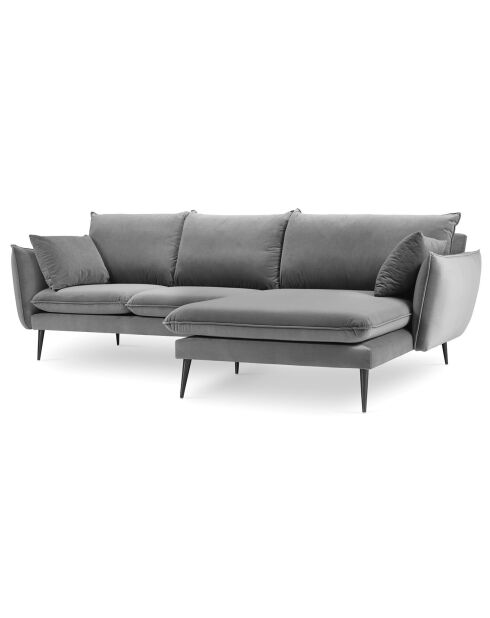 Elio rechtes Ecksofa aus hellgrauem Samt - 251x170x97 cm