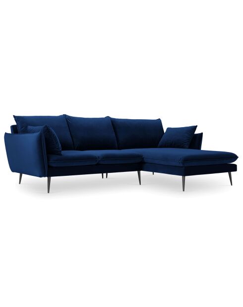 Canapé d'angle droit velours elio bleu roi - 251x170x97 cm