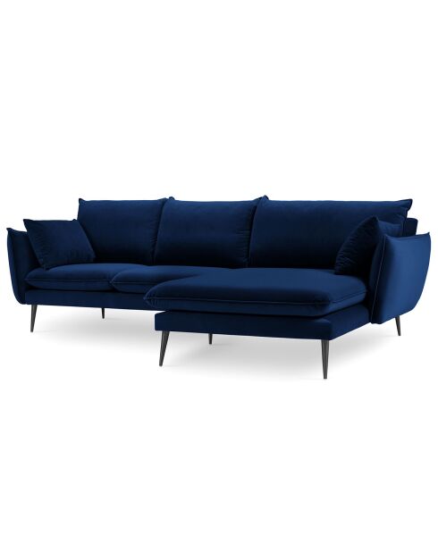 Canapé d'angle droit velours elio bleu roi - 251x170x97 cm
