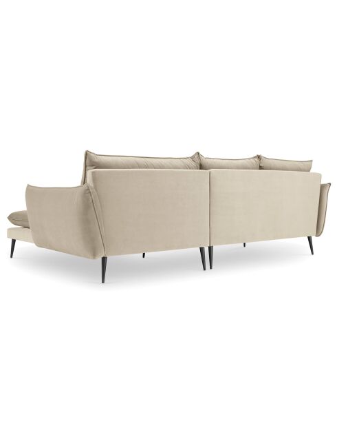 Elio rechtes Ecksofa aus beigem Samt - 251x170x97 cm