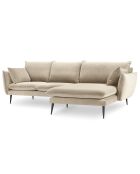 Canapé d'angle droit velours elio beige - 251x170x97 cm
