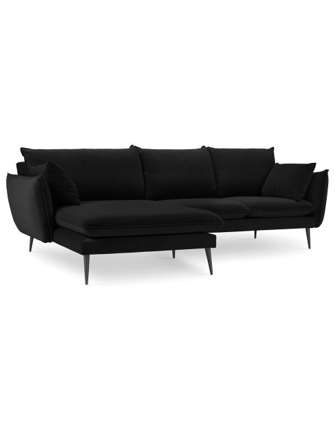 Canapé d'angle gauche velours elio noir - 251x170x97 cm
