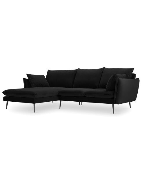 Elio zwarte fluwelen linkerhoekbank - 251x170x97 cm