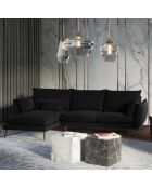 Canapé d'angle gauche velours elio noir - 251x170x97 cm