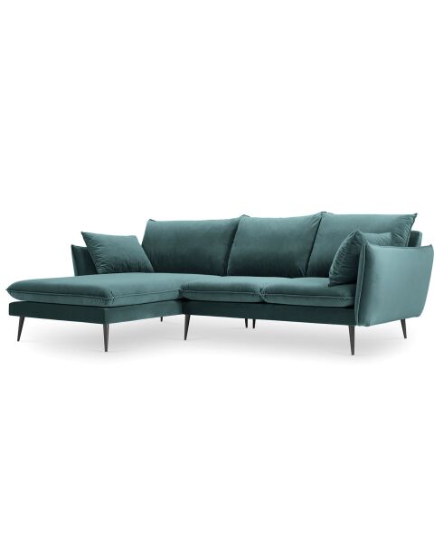 Canapé d'angle gauche velours elio pétrole - 251x170x97 cm