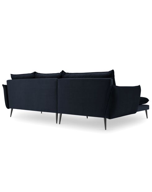 Elio Velours Ecksofa links Dunkelblau - 251x170x97 cm