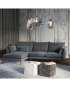 Canapé d'angle Gauche Velours Elio gris - 251x170x97 cm