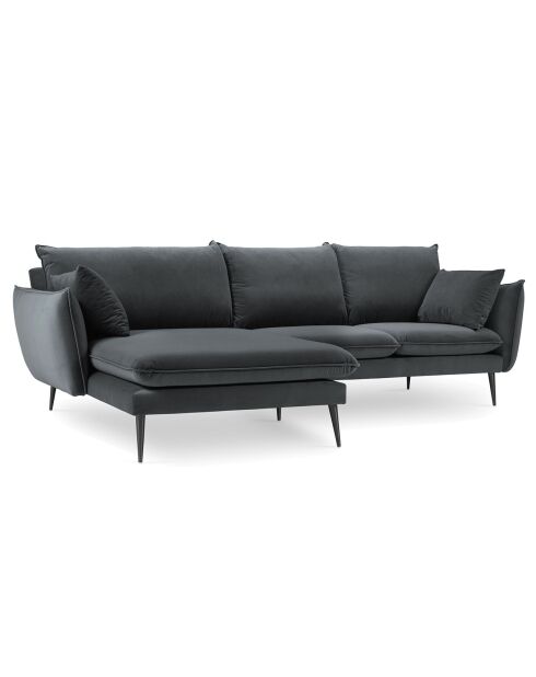 Canapé d'angle Gauche Velours Elio gris - 251x170x97 cm