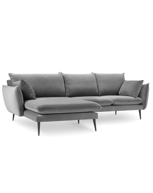 Elio linkes Ecksofa aus hellgrauem Samt - 251x170x97 cm