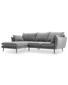 Canapé d'angle gauche velours elio gris clair - 251x170x97 cm