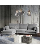 Canapé d'angle gauche velours elio gris clair - 251x170x97 cm