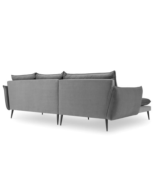 Elio linkes Ecksofa aus hellgrauem Samt - 251x170x97 cm