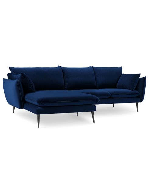 Elio linkes Ecksofa aus Samt Königsblau - 251x170x97 cm