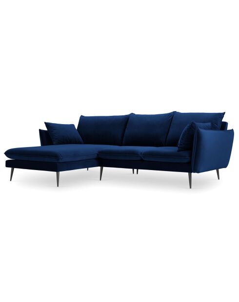 Elio linkes Ecksofa aus Samt Königsblau - 251x170x97 cm