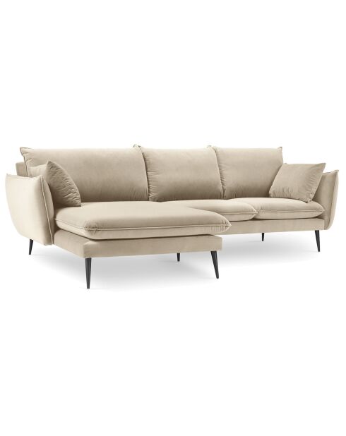 Canapé d'angle gauche velours elio beige - 251x170x97 cm