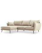 Canapé d'angle gauche velours elio beige - 251x170x97 cm