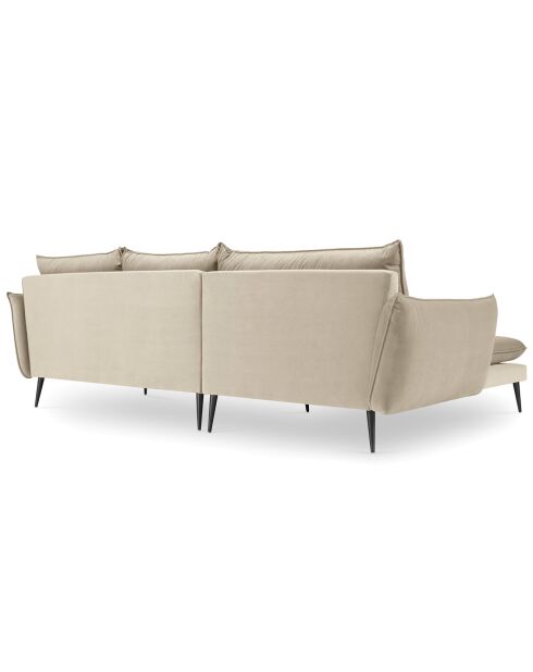 Canapé d'angle gauche velours elio beige - 251x170x97 cm