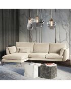 Canapé d'angle gauche velours elio beige - 251x170x97 cm