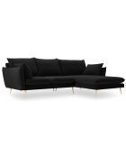 Canapé d'angle droit velours elio noir - 251x170x97 cm