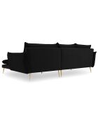 Canapé d'angle droit velours elio noir - 251x170x97 cm
