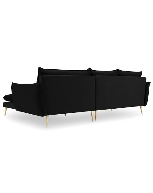 Elio rechtes Ecksofa aus schwarzem Samt - 251x170x97 cm