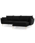Canapé d'angle droit velours elio noir - 251x170x97 cm