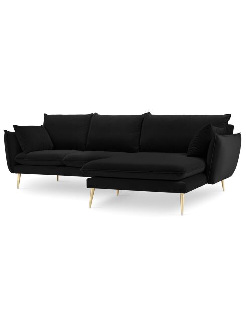 Canapé d'angle droit velours elio noir - 251x170x97 cm