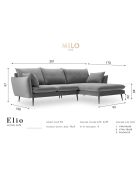 Canapé d'angle droit velours elio noir - 251x170x97 cm