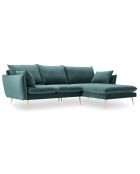Canapé d'angle droit velours elio pétrole - 251x170x97 cm