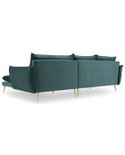 Canapé d'angle droit velours elio pétrole - 251x170x97 cm
