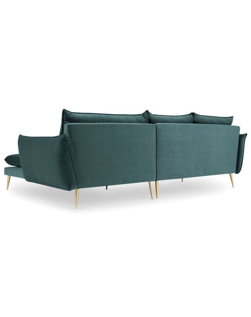 Canapé d'angle droit velours elio pétrole - 251x170x97 cm