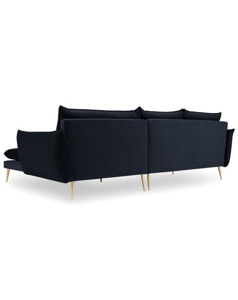 Canapé d'angle Droit Velours Elio bleu foncé - 251x170x97 cm