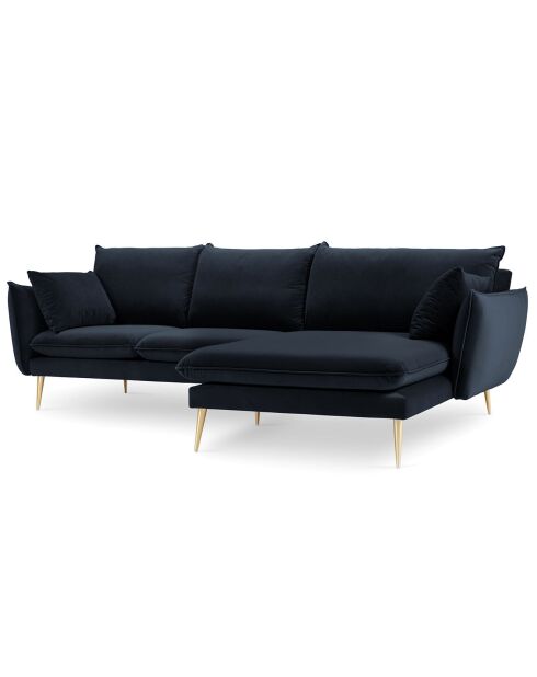 Canapé d'angle Droit Velours Elio bleu foncé - 251x170x97 cm