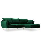 Canapé d'angle droit velours elio vert bouteille - 251x170x97 cm