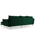 Canapé d'angle droit velours elio vert bouteille - 251x170x97 cm