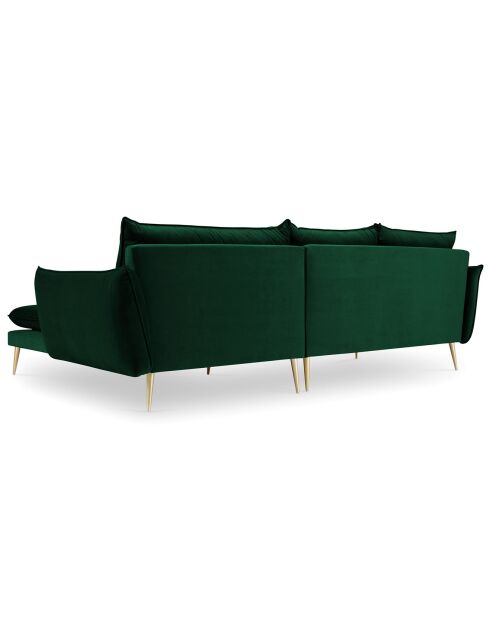 Canapé d'angle droit velours elio vert bouteille - 251x170x97 cm