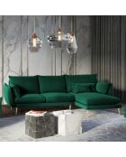 Canapé d'angle droit velours elio vert bouteille - 251x170x97 cm
