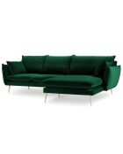 Canapé d'angle droit velours elio vert bouteille - 251x170x97 cm