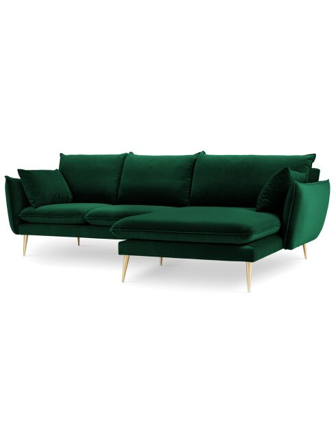 Canapé d'angle droit velours elio vert bouteille - 251x170x97 cm