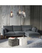 Canapé d'angle Droit Velours Elio gris - 251x170x97 cm