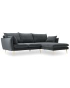 Canapé d'angle Droit Velours Elio gris - 251x170x97 cm