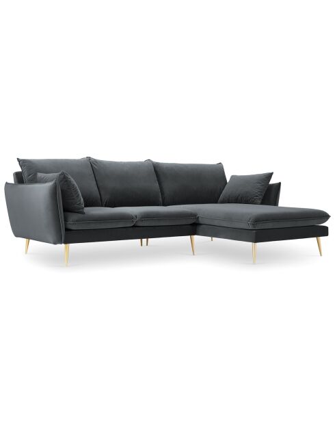 Rechterhoekbank Elio grijs fluweel - 251x170x97 cm