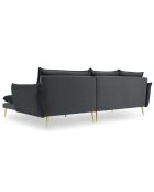 Canapé d'angle Droit Velours Elio gris - 251x170x97 cm