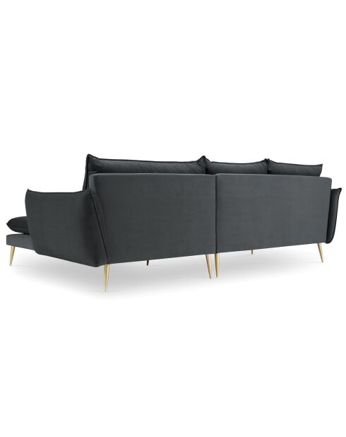 Canapé d'angle Droit Velours Elio gris - 251x170x97 cm