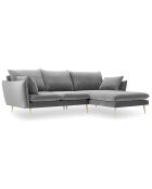 Canapé d'angle droit velours elio gris clair - 251x170x97 cm