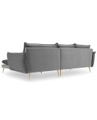 Canapé d'angle droit velours elio gris clair - 251x170x97 cm